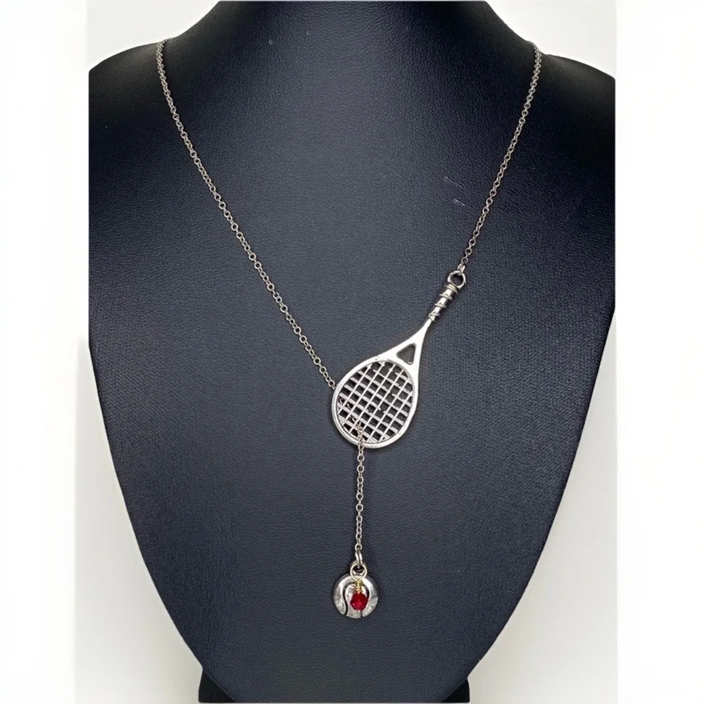 Tennis Racket Necklace Tennis Player Charm Jewelry 925 Sterling Silver